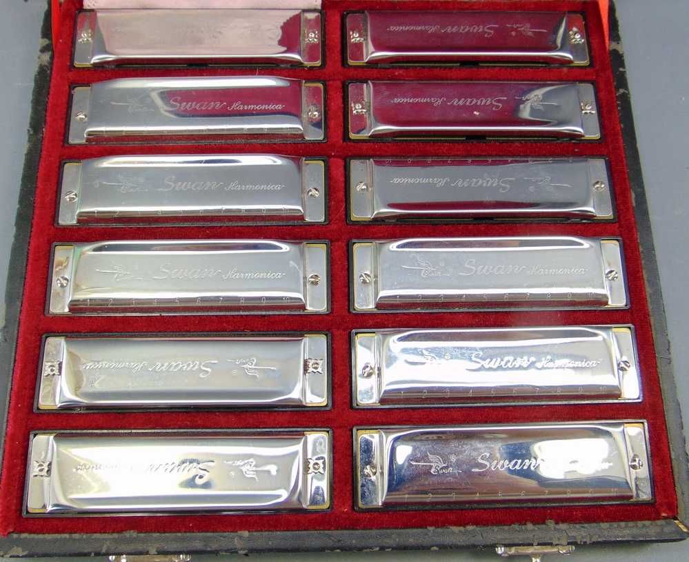 Zestaw 12 harmonijek Swan Blues