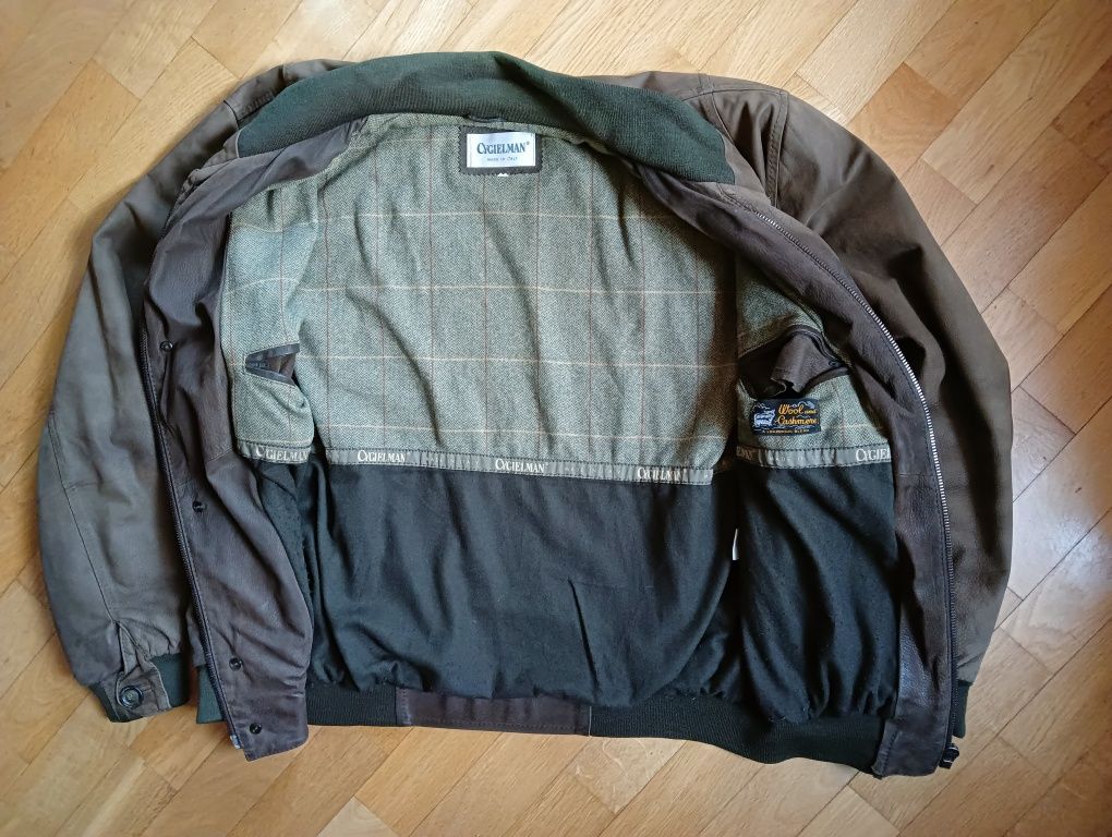 -50% Włoska kurtka skórzana L/XL j. ochnik skóra baseball pilotka