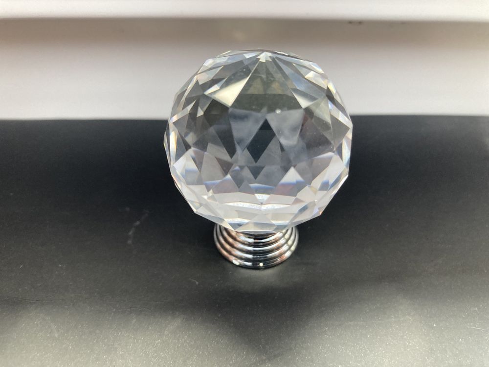 Gałka szklana uchwyt kryształ KULA Crystal DIAMENT chrom DUŻA