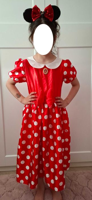 Strój Kostium Przebranie Myszka Minnie Sukienka + Opaska H&M 134-140