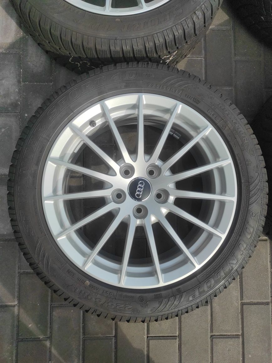 04 Koła Felgi aluminiowe ORYGINAŁ AUDI R 17 5x112 DUNLOP 225/50/17