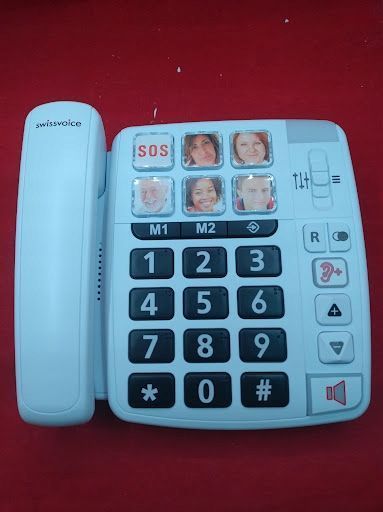 telefon przewodowy swissvoice opis biały słuchawka stacja