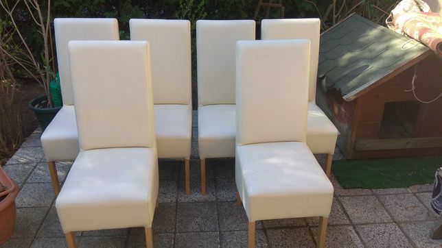Krzesła skórzane białe 6 sztuk