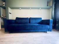 Sofa z funkcją spania granatowy welur