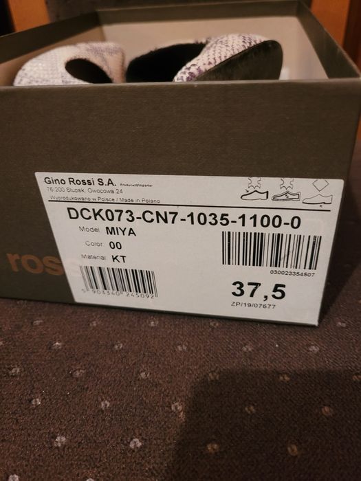 Czółenka czarne białe krokodyl gino rossi 37.5