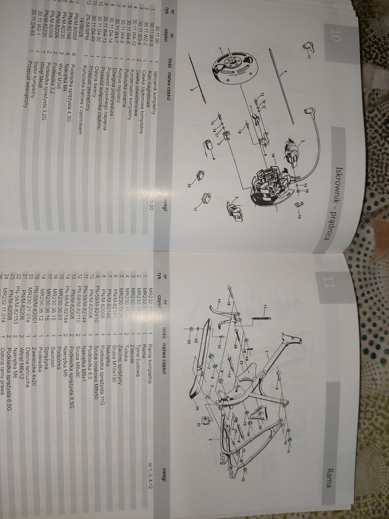 Instrukcja obsługi katalog czesci rama silnik komar sztywniak