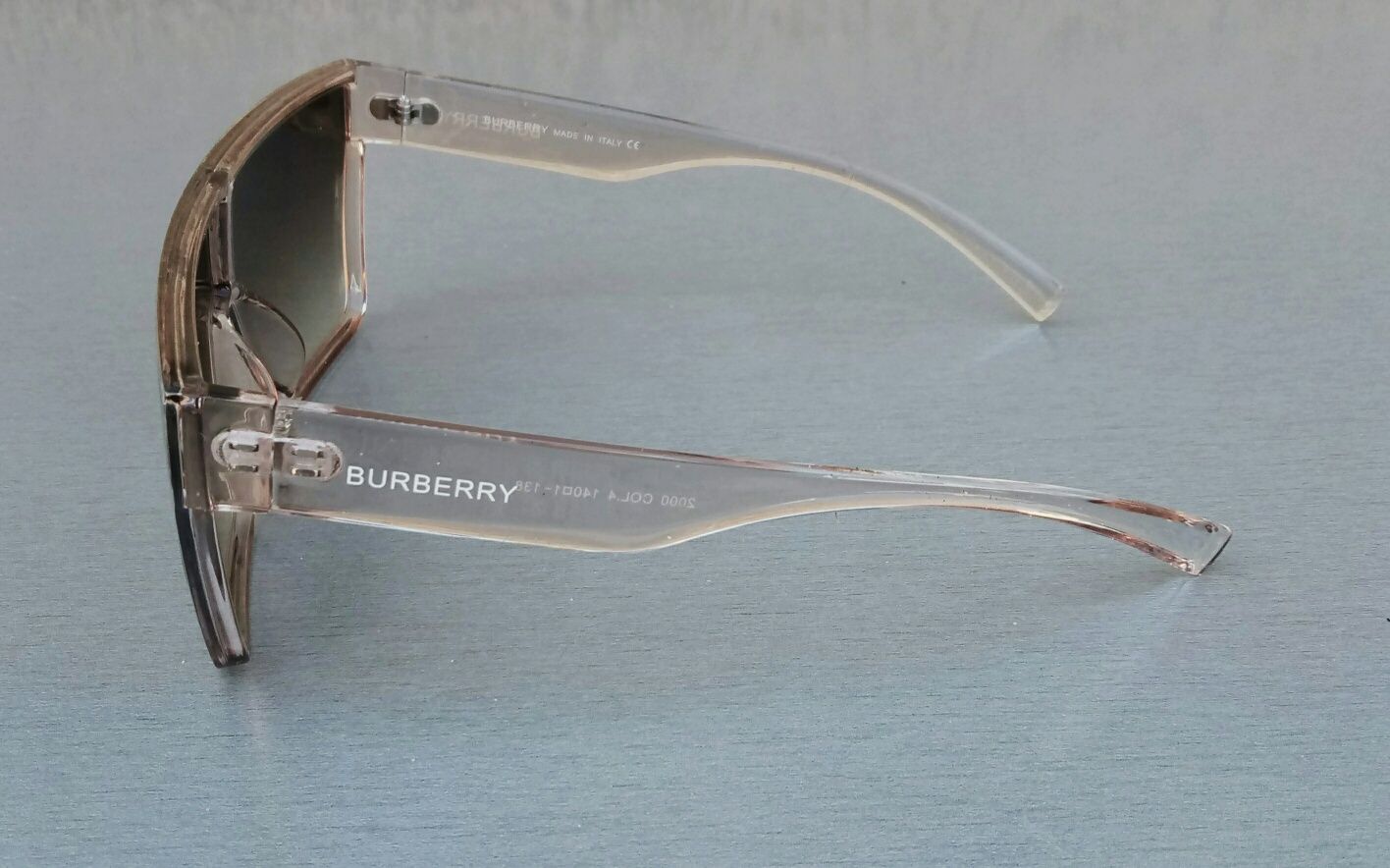 Модные Burberry женские очки маска темно бежевые в прозрачной оправе
