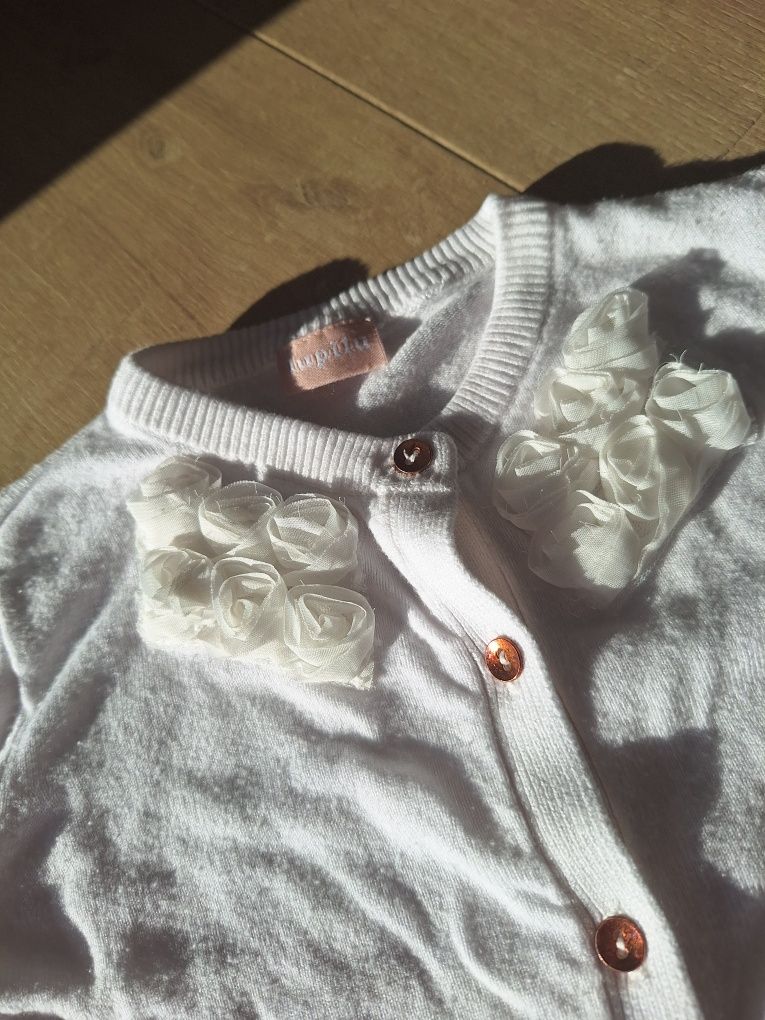 PIĘKNE sweterki 98 104 rozpinane 2szt biały morelowy beżowy
