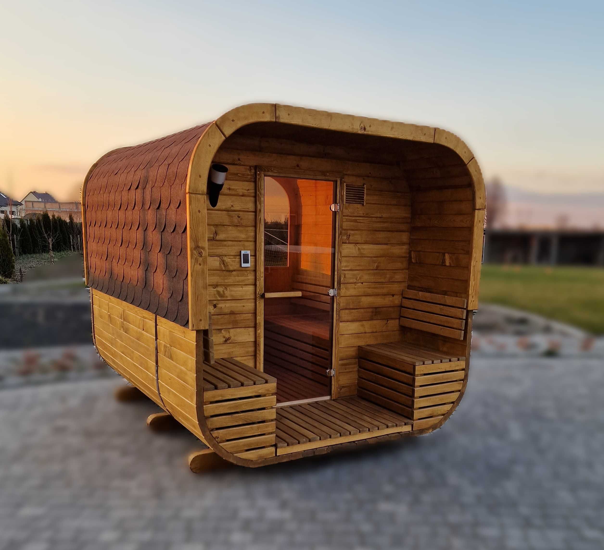 Sauna Beczka Kwadratowa 350CM z panoramą 50%