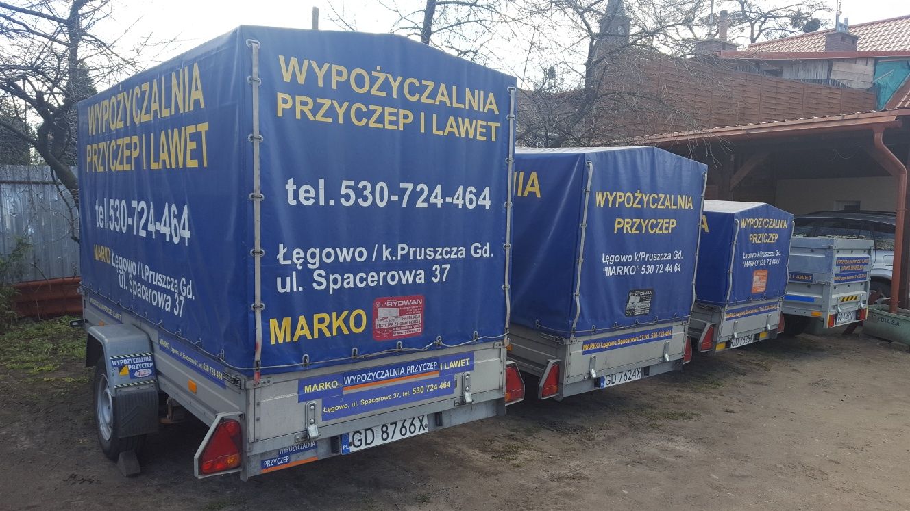 Wypożyczalnia przyczep i lawet od 30zl