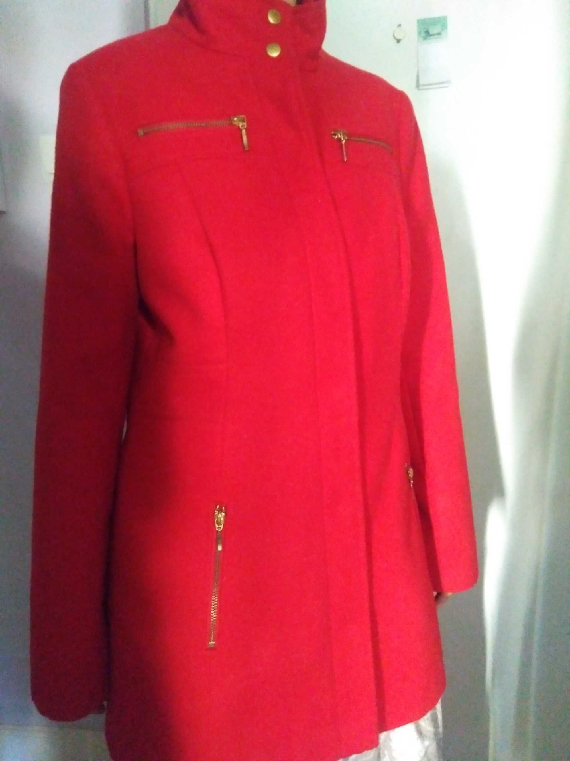 George flauszowy płaszcz czerwony damski elegancki rozmiar 42 M