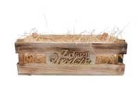 Drewniana skrzyneczka na urodziny, ciekawy prezent z napisem