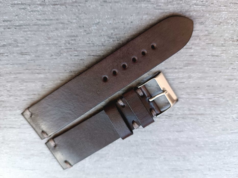 Skórzany pasek zegarka 21/20 mm brąz wenge S/M