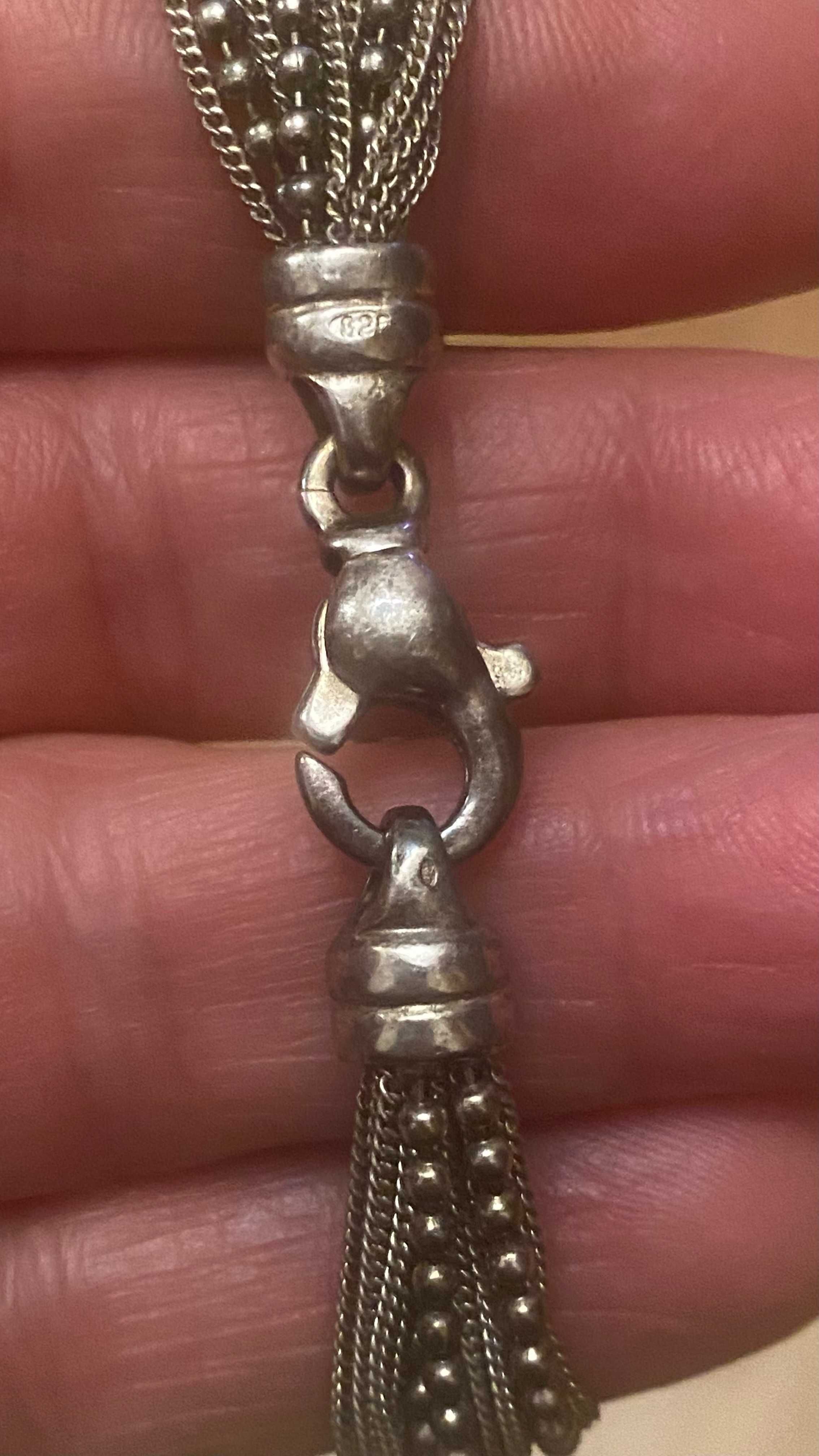 Bransoletka srebrna, ze srebra, z różnych łańcuszków