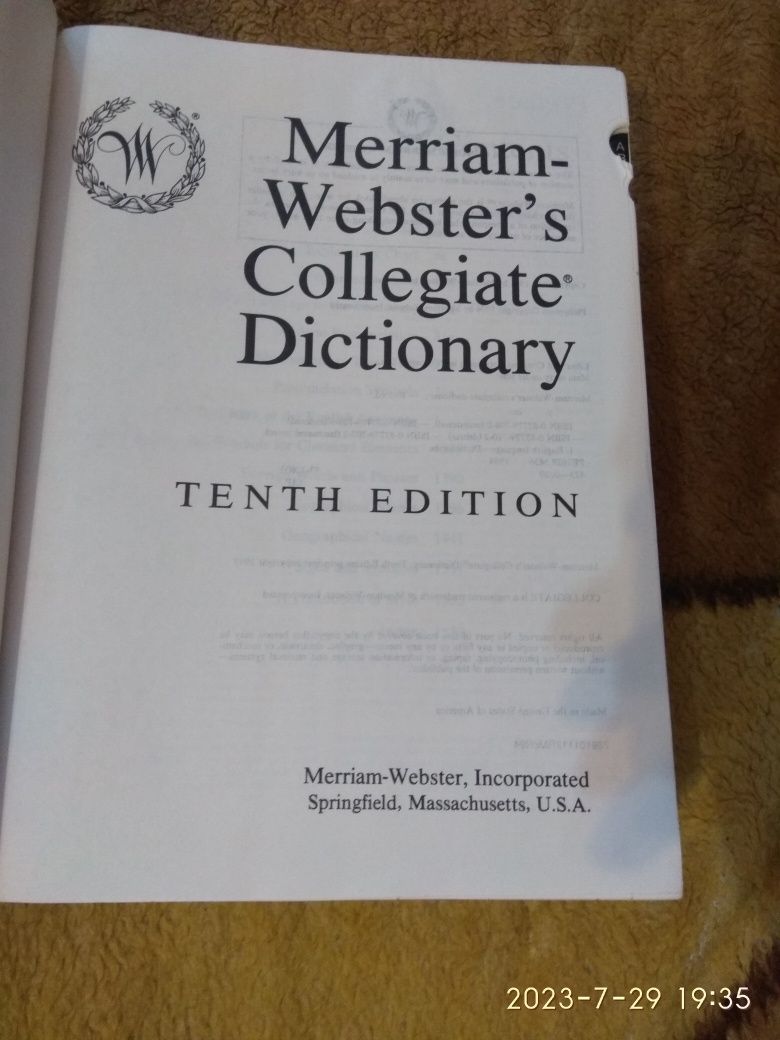 Marriam Webster's Collegiate Dictionary