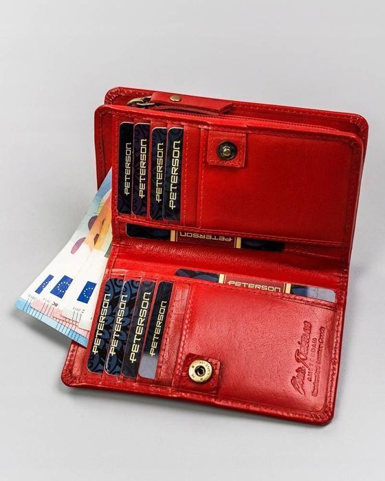 duży, skórzany portfel damski z systemem rfid - peterson