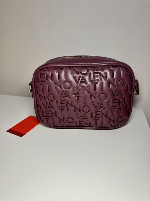 Valentino burgundowo złota torebka na ramię logowana oryginalna