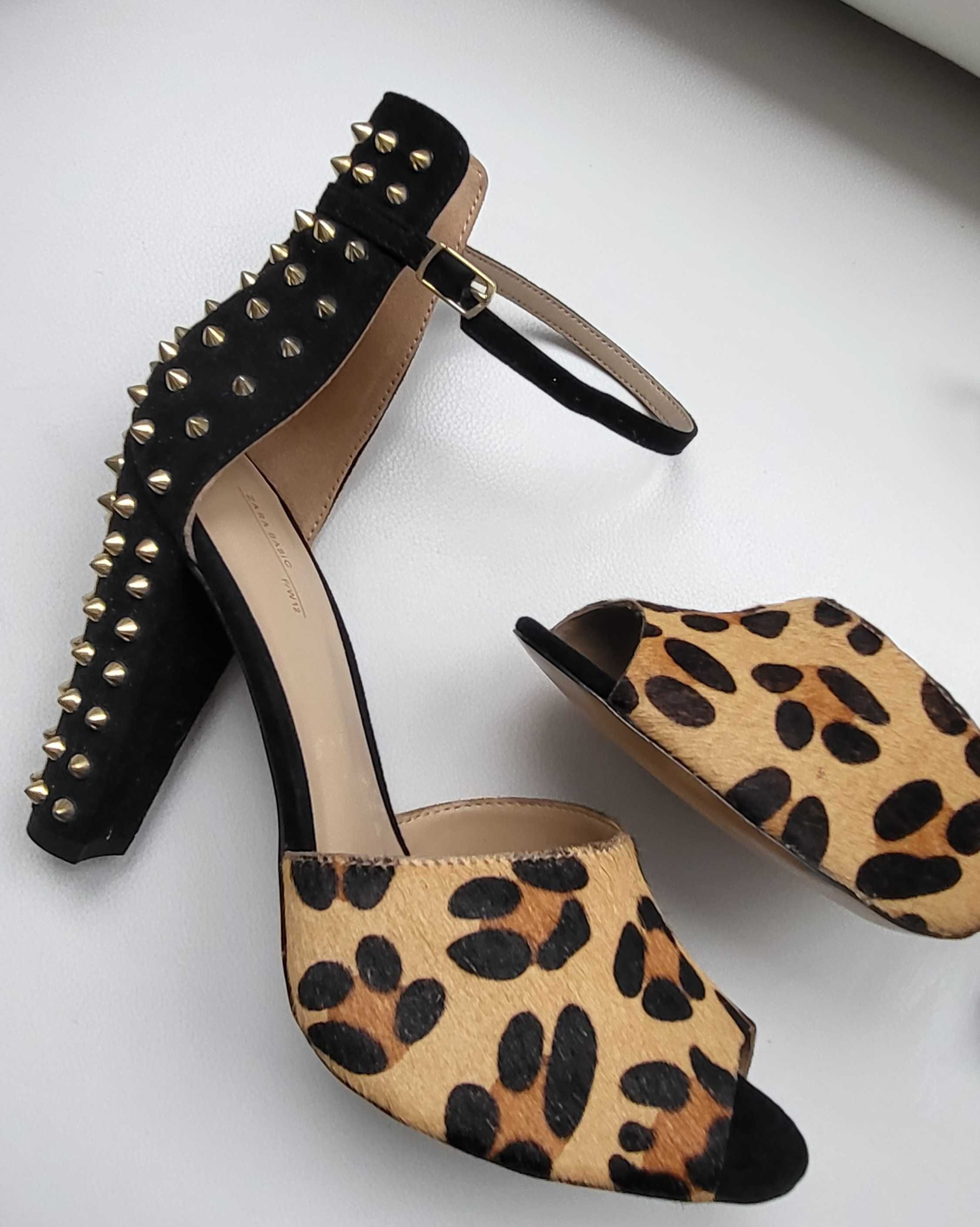 ZARA sandały nity leopard skóra roz 41