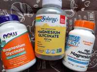 Магний глицинат бисглицинат Now Foods Solaray Best Magnesium Glycinate