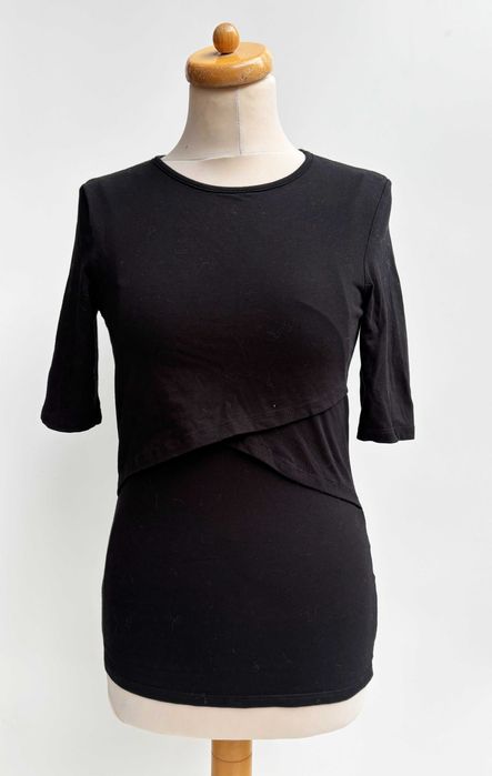 Bluzka Do Karmienia H&M Mama Czarna Krótki Rękaw S 36