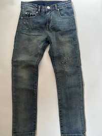 Zara spodnie jeansy z efektem farby 128