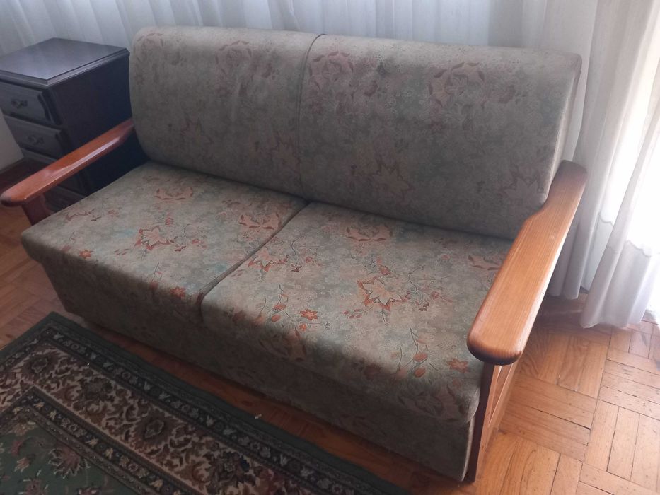 Sofá cama em tecido