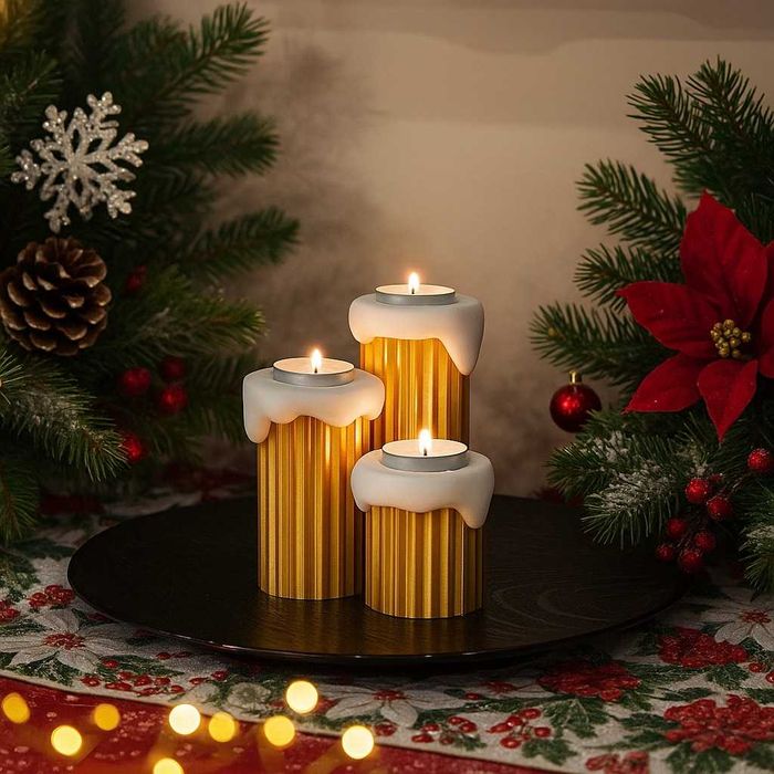 Zestaw 3 świeczników różne kolory