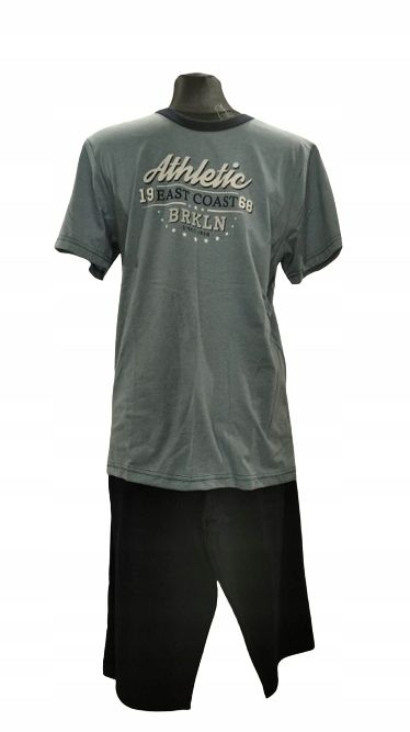 Piżama Męska Bawełniana Koszulka I Bermudy Xl