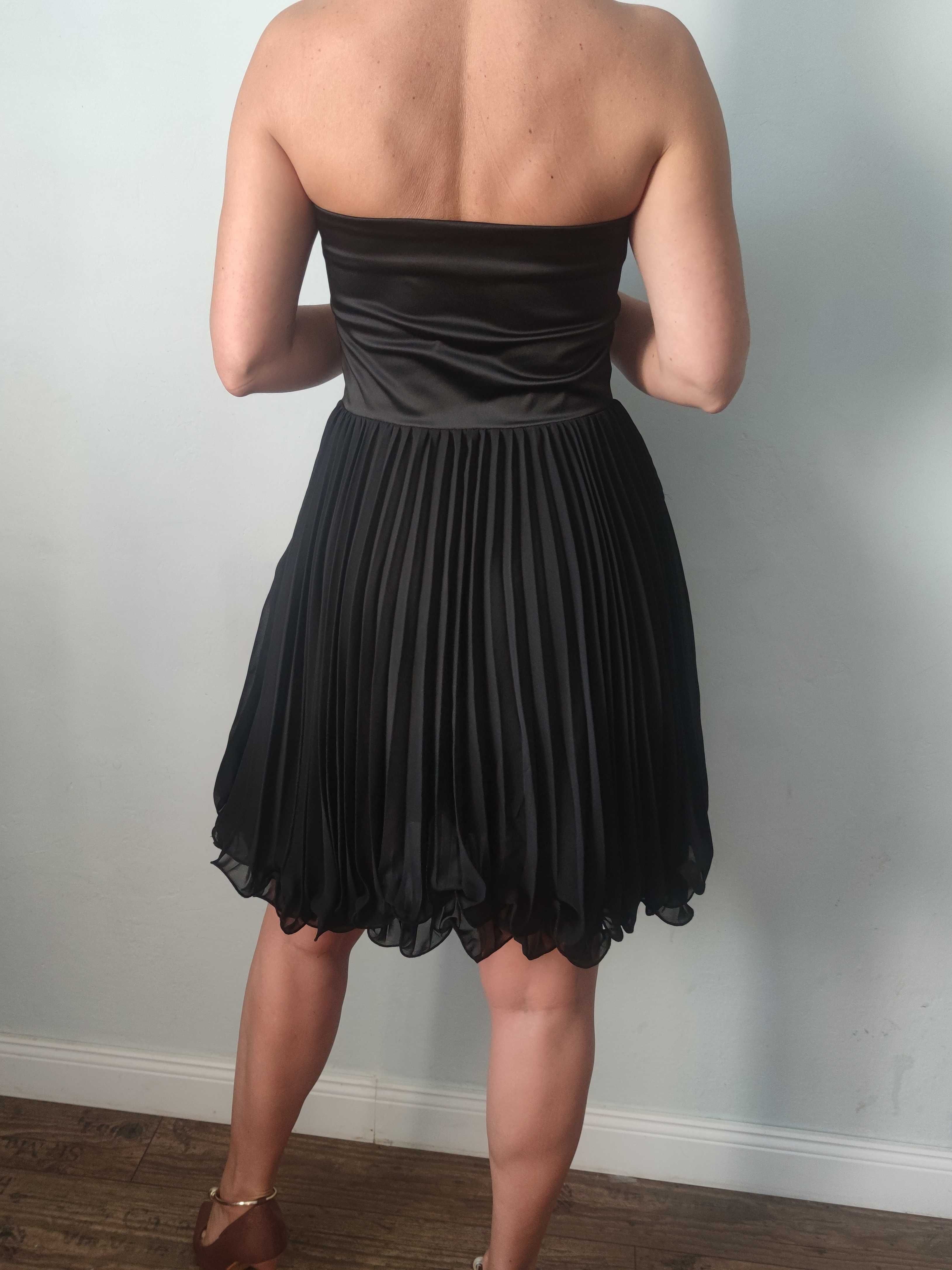 Czarna sukienka z gorsetem plisowana spódnica Jane Norman L