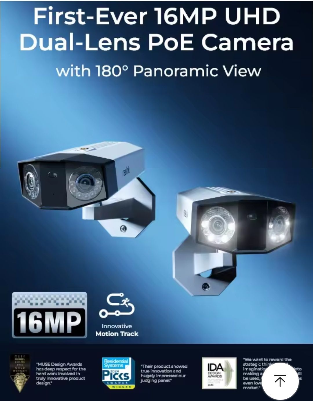 Камера Reolink Duo 2 Poe 8mp 4K video 180° кут огляду