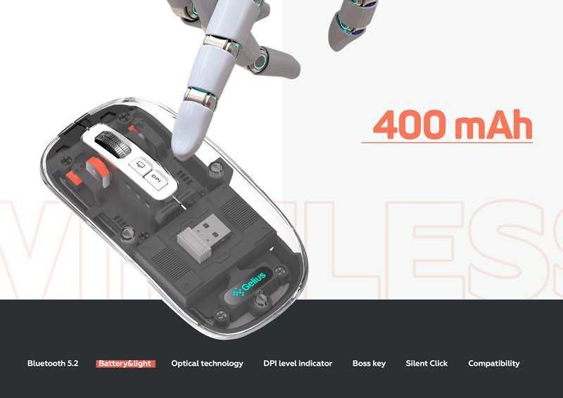 Бездротова акумуляторна миша Gelius Aura GP-WM001 (безшумна)