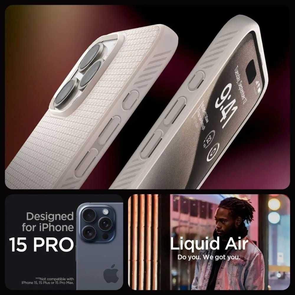 Чехол Spigen Liquid Air для iPhone 15 Pro Max Natural Titanium