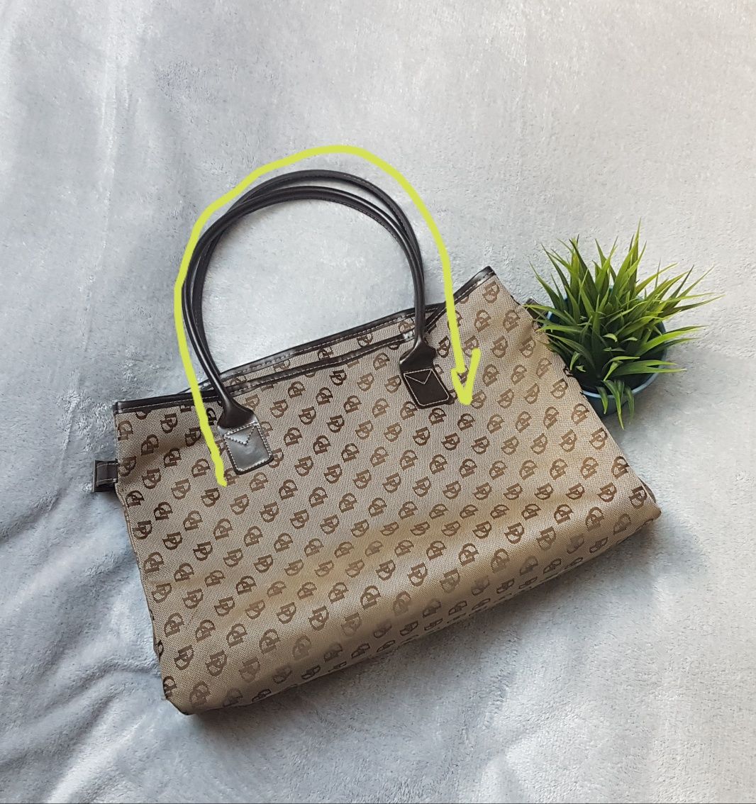 Brązowa beżowa torebka shopper