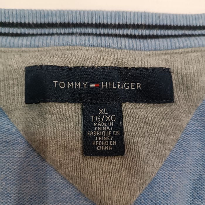Tommy Hilfiger bawełniany sweter w serek roz,xl/54 bawełna elegancki