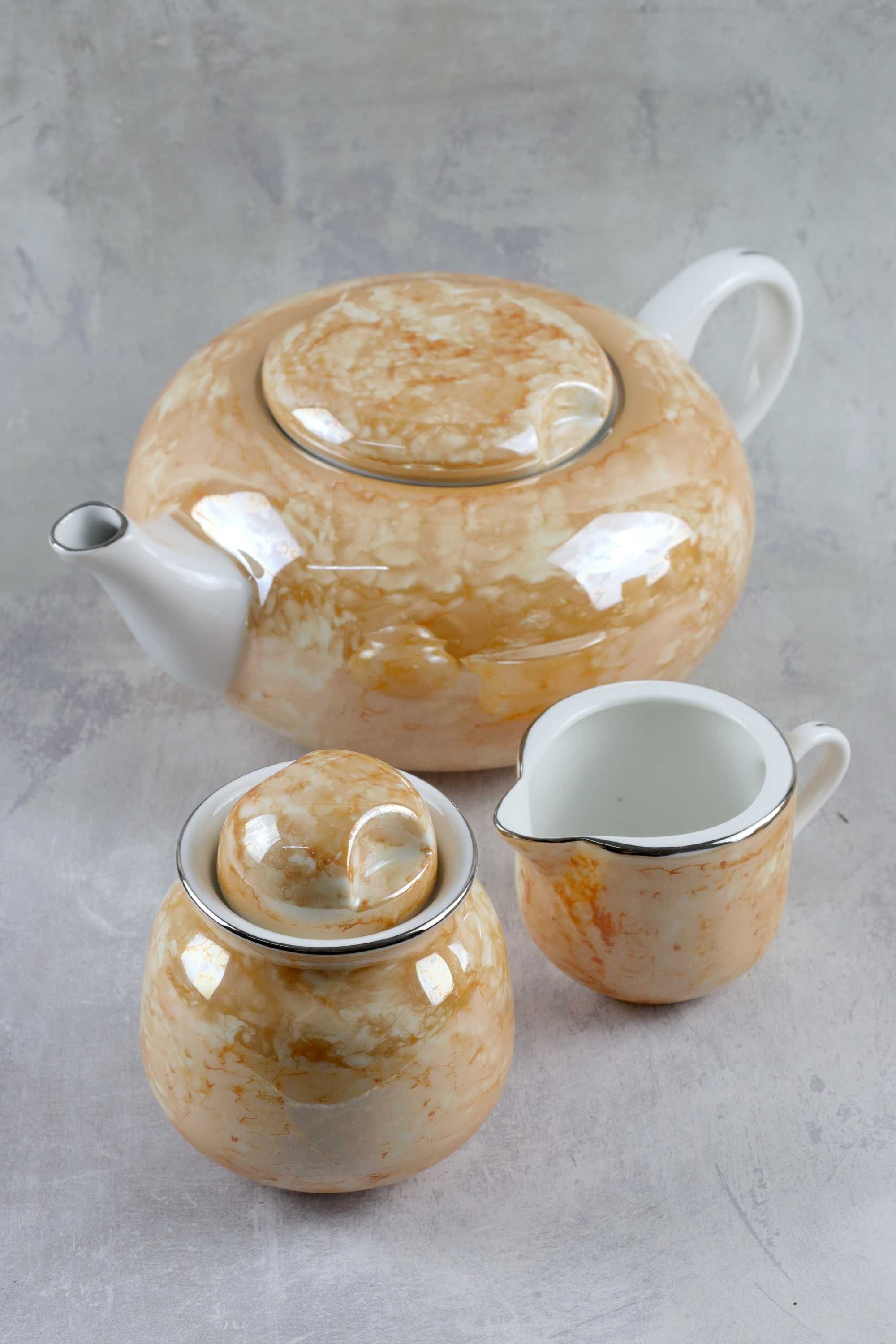 Pomarańczowy serwis kawowy porcelana Karolina prl vintage