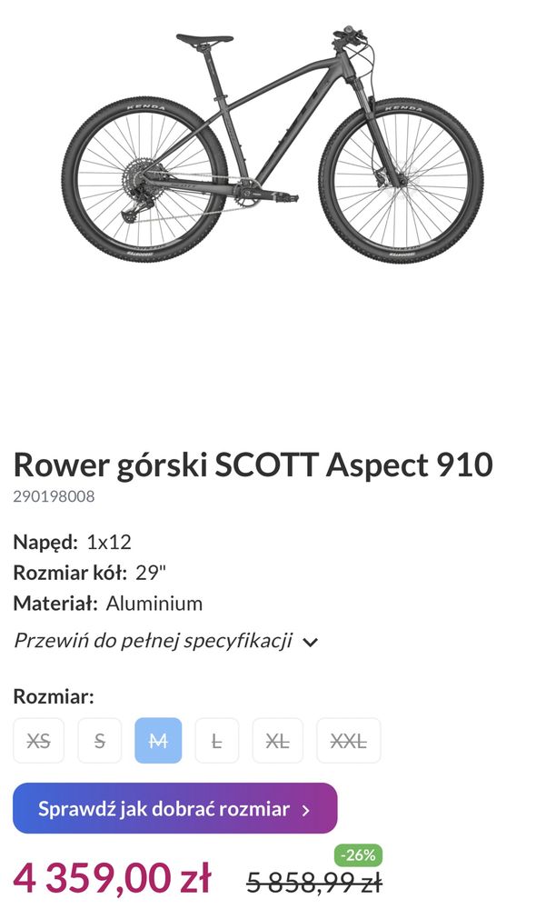 Nowy rower SCOTT Aspect 910 (M) gwarancja