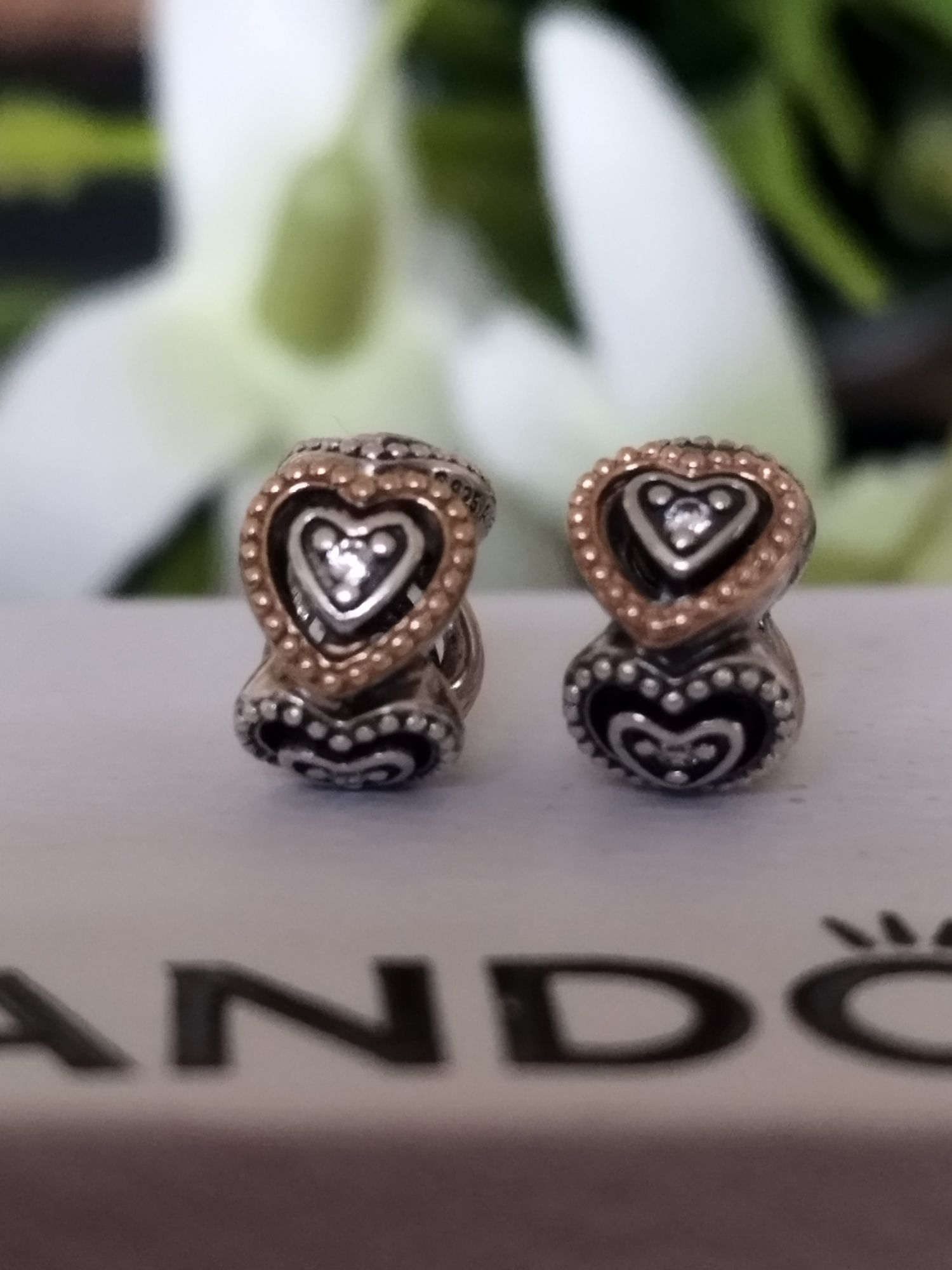 Pandora tt charms przekładki srebrny złoty