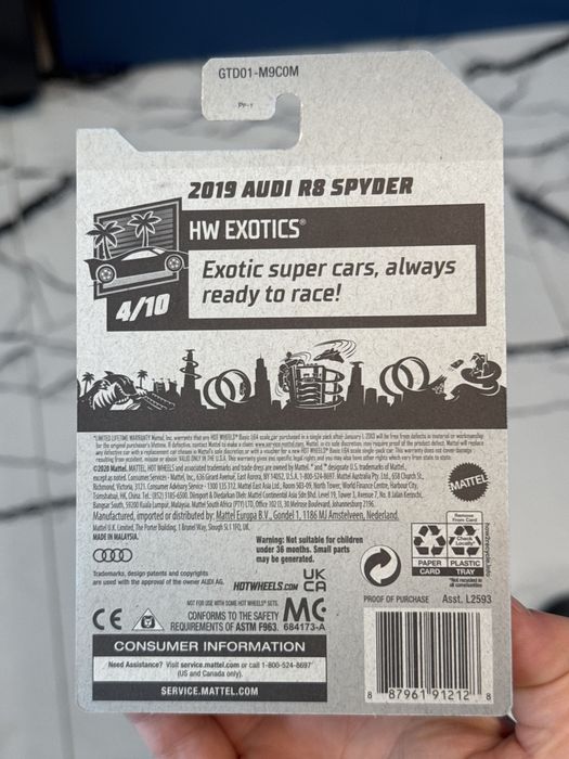 Hot Wheels STH 2019 Audi R8 Spyder V10 Super treasure hunt protektor