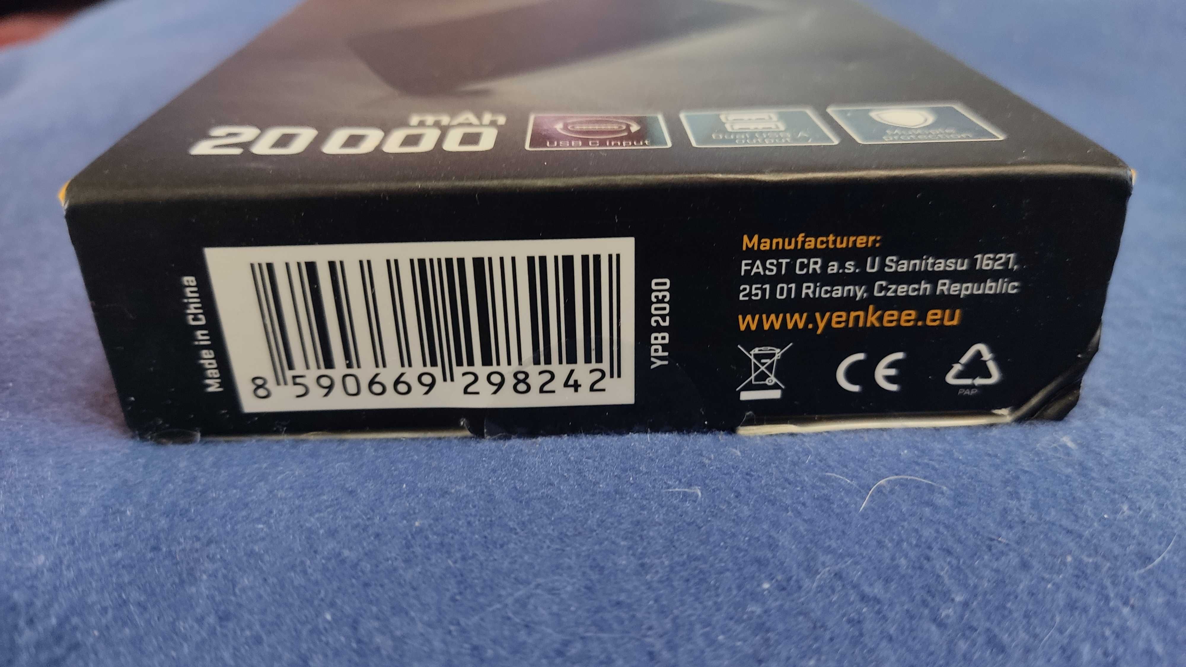 Повербанки YENKEE YPB 2030 20000 mAh Black Li-pol+TYPE-C