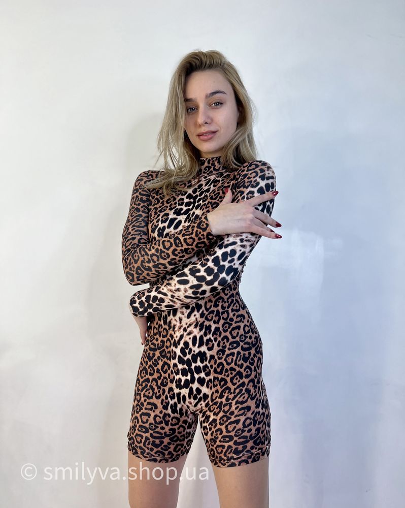 Комбінезон леопард з довгим рукавом
