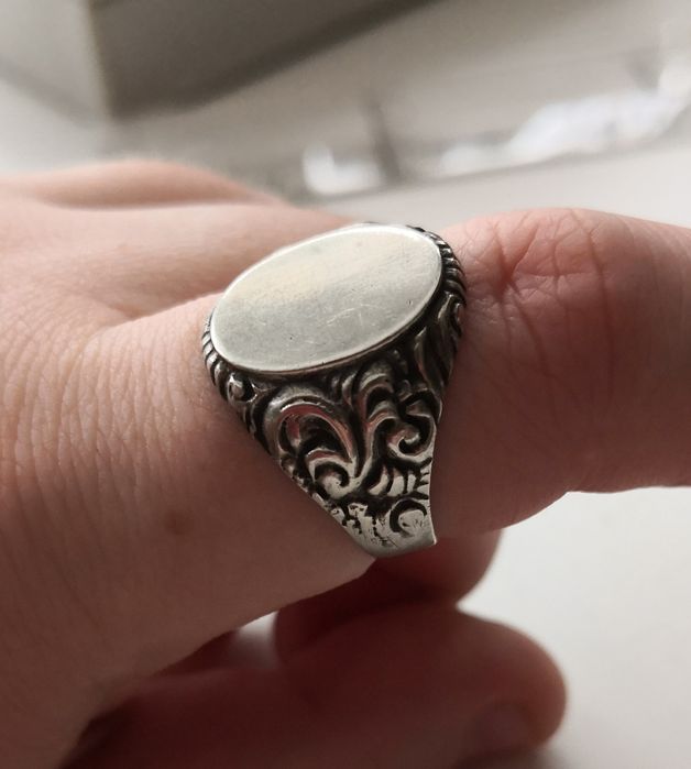 Duży stary srebrny sygnet pierścionek srebro 835 prezent biżuteria prl