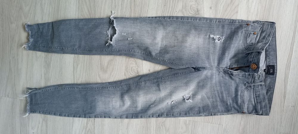 River Island spodnie dziewczęce szary jeans dziury przetarcia EU 34/8