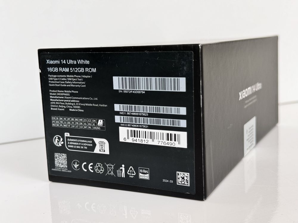 Смартфон Мобільний телефон Xiaomi 14 Ultra 5G 16/512ГБ Білий Глобал