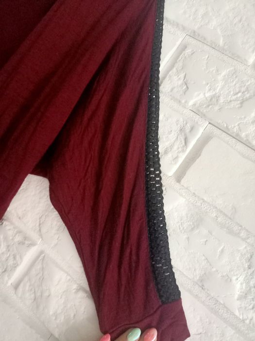 Sweterek cienki narzuta #bordowy a'la nietoperz, rękaw 3/4