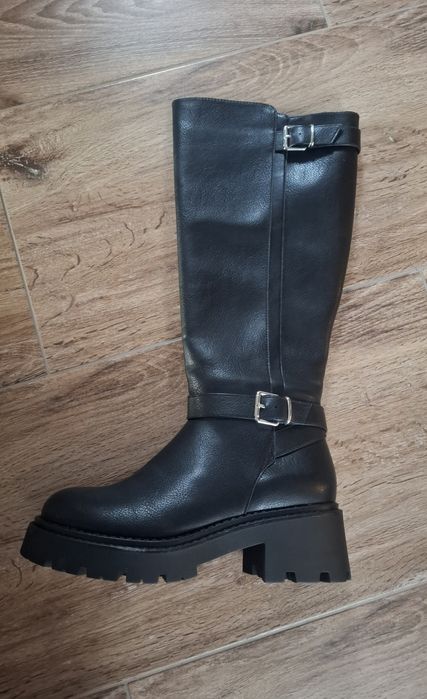 Kozaki damskie wysokie długie czarne Catwalk 41