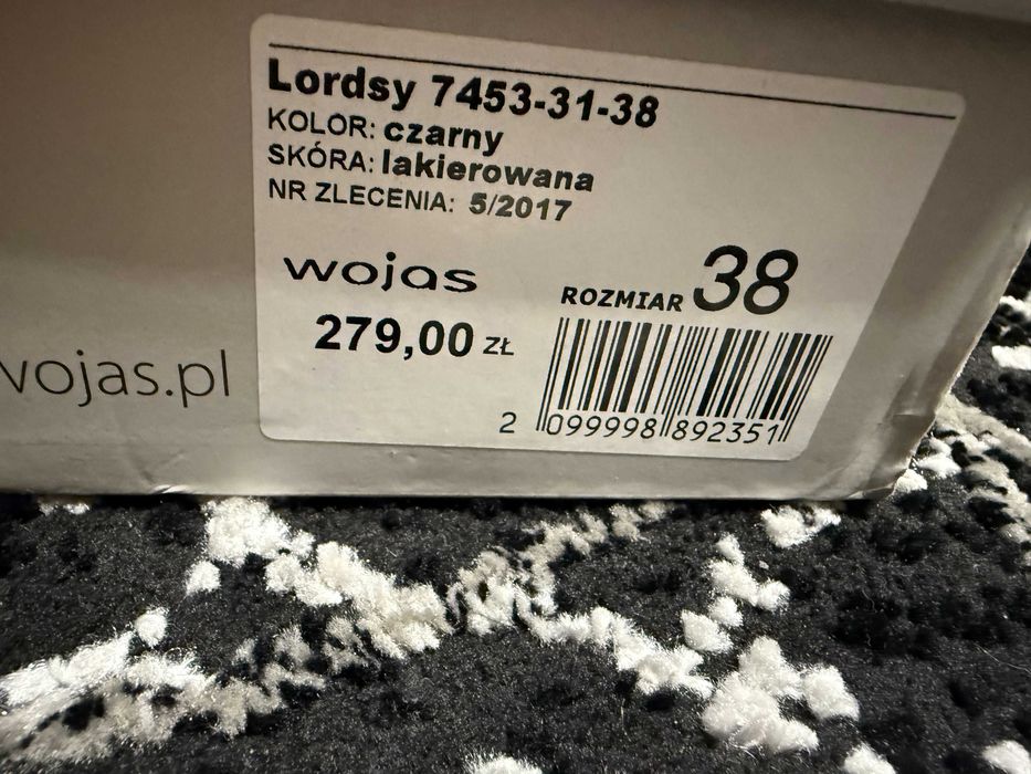 Buty Wojas Lordsy 38, skóra lakierowana