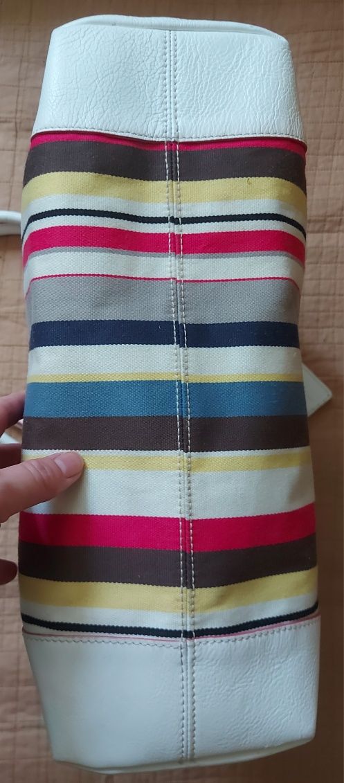 Jasper Conran letnia torebka w paski kolorowa skóra naturalna na lato