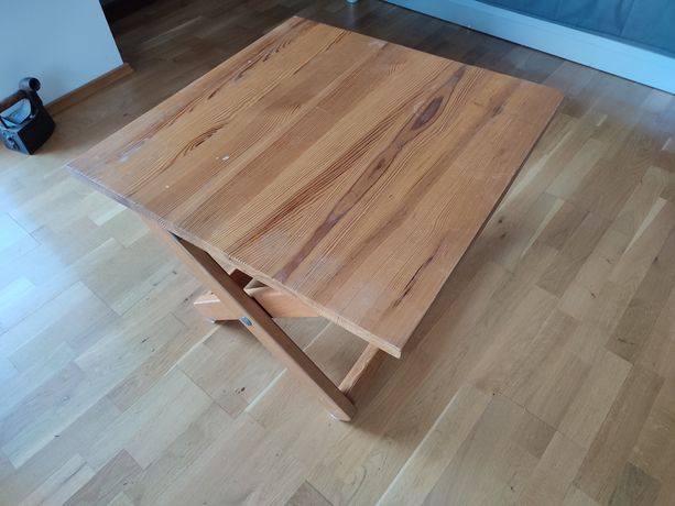 Drewniany stolik stół skladany sosna 70x70cm wysokość 50cm