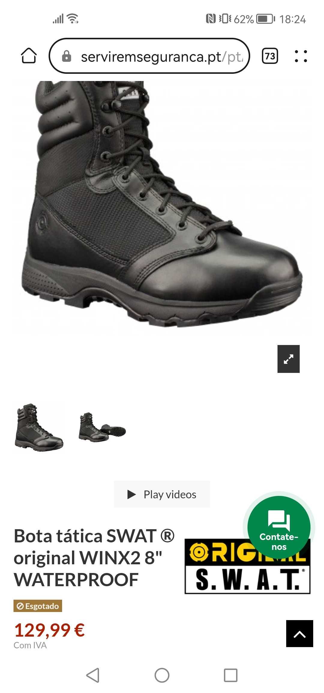 Botas tácticas marca  Swat winkx 28(prova de água)