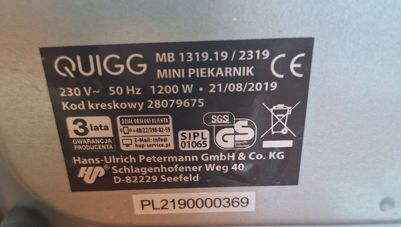 Mini piekarnik QUIGG nowy